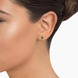 Stud Earrings S925 Sterling Silver Jewellery Pear Lab Emerald