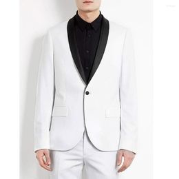Men's Suits 2023 White Costume Hombre Elegant Full Set Men Terno Black Shawl Lapel Single Breasted Two Piece Jacket Pants Custom Made