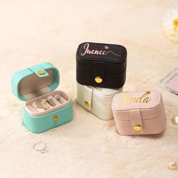 Gift Wrap Personalised Leather Ring Box With Name Mini Travel Jewellery Holder Birthday