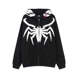 Herbst Neue Designer Hoodie High Street Chaopai Poison Spider Print Pullover Mit Kapuze Reißverschluss Strickjacke Mode Mantel