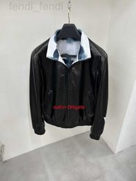 Herren-Lederimitat-Designer-Lederjacke, Jacquard-Schriftzug, hochwertig bedrucktes Street-Othing-Schaffell, luxuriöse Windjacke auf beiden Seiten FABF