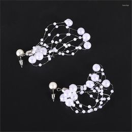 Stud Earrings Fashion Long Tassel Simulated Pearls Fish Line White Size Beads For Woman Wedding Bride Jewelry Gifts