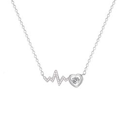 Luxury Light Fashion Personality ECG Smart Titanium Clavicle Chain Feminine Style Trend Micro Inlaid Love Pendant Necklace Jewellery