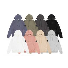 Mens Designer Hoodie Fashion Stones Island Hoodies Long Sleeved Large Pockets Classic Armband Hooded Drawstring Pullover Solid Couple Men Hoodies Designers Tops