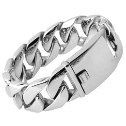 26mm 31mm Strong Silver Colour Heavy Stainless Steel Cuban Curb Chain Mens Bracelet Wristband 8 5 Or 9 Choose Cool Jewe2680