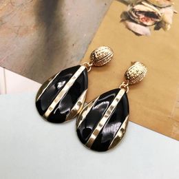 Stud Earrings Vintage Black Enamel Gold Plating Colour Party Unusal Teardrop Pendant Earring For Women