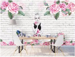 Wallpapers WDBH Custom Mural 3d Po Wallpaper Flower Beauty Brick Wall Background Picture Murals For Living Room