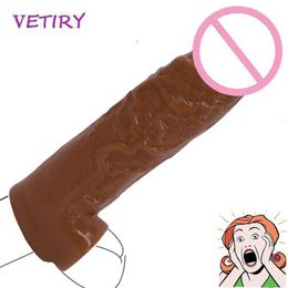 Sex Toy Massager Realistic Penis Sleeve Delay Ejaculation Cock Ring for Men Male Enlargement Reusable