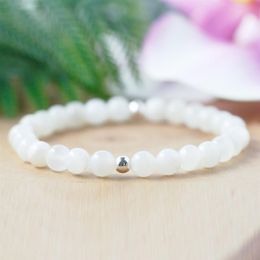 MG0965 6 mm A Grade Moonstone Bracelet Heart Chakra Lucky Bracelet For Women Healing Chakra Dainty Yoga Mala Bracelet344L