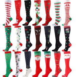 200 pairs/lot Women Men Christmas Compression sport Socks Nylon Sock for Running Hiking Flight Travel Circulation Athletics Socks