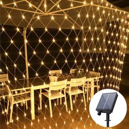 Other Event Party Supplies 4x6M Solar Power LED Christmas Garlands String Net Lights Fairy Xmas Garden Wedding Decoration Curtain Light 230919