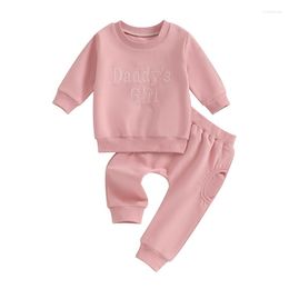 Clothing Sets Toddler Baby Girl Fall Outfit Daddys Embroidery Sweatshirt Tops Pants Cute Infant Born Winter Clothes Set