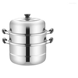 Double Boilers Stainless Steamer Three-Layer Steamed Bread Thickened Two-Layer Household Small Gas Stove Pot With Cover Single Bottom