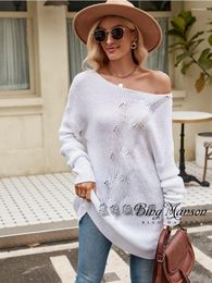 Women's Sweaters Winter Cross Women Fashion Versatile Street Solid Colour Long Sleeve Button Rope Knitwear Loose Pullover Sweater For