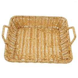 Plates Hamper Tabletop Sundries Organiser Bread Basket Weaving Storage Desktop Holder Imitation Rattan Plastic Woven