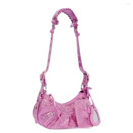 Evening Bags Women's Y2K Brand Pink Gothic Silver Blue Fashion Rhinestones Crossbody Shoulder Purse Underarm Bag