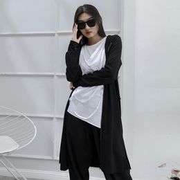 Women's Hoodies Slim Fitting Simple Long Hooded Sweater Zipper Jacket Spring And Autumn Thin Black Cardigan