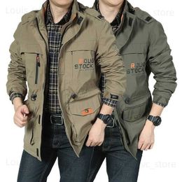 Men's Jackets Men's Jackets Hiking Windbreaker Hooded Coats Casual Mid-length Loose Outdoor Jacket Fashion Army Cargo Bomber Mens Clothing T230919