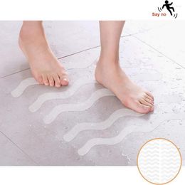 Bath Mats 6-24Pcs Non-slip Mat Shower Transparent Bathroom Tub Self-adhesive Waterproof Safety Strip Long Wavy Shape Accessories