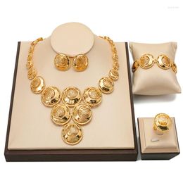 Necklace Earrings Set Top Selling Dubai 18k Gold Plated Jewellery Sets Womens Quality African Jewelry Wedding Traditional