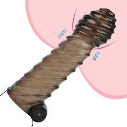 Sex Toy Massager Penis Sleeve Vibrator Reusable Delayed Ejaculation for Men Enlargement Shop