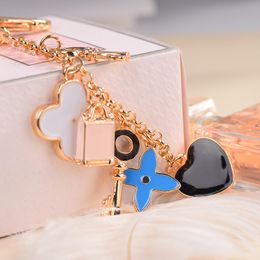 Luxury Design Enamel Clover Keychain Handbag Decorate Phone Lanyards for Women Gift