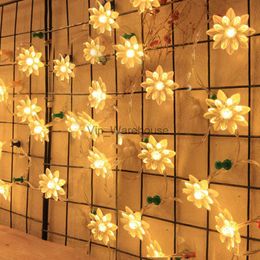 LED Strings Party 220V 10/20M Lotus Flowers Fairy String Light Christmas Flower Fairy Garland For Outdoor Wedding Villa Party Holiday Club HKD230919