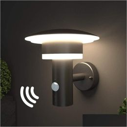 Wall Lamp Outdoor Led Light With Motion Sensor And Switch Steel Stainless Pir A-Class Energyadd Drop Delivery Home Garden Hotel Suppli Dhvfq