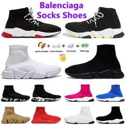 Original Sock Shoes Men Women Speed Trainer Socks Boot Beige Triple Black Balenciagas Graffiti Running Shoe White Metallic Grey Blue Clear Sole Volt lace-up Sneakers