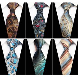 Neck Ties RBOCOTT Mens Floral Paisley Plaid Necktie Striped For Men 8cm Fashion Gold Red Blue Brown Black Tie Wedding 230919