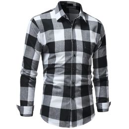 Plaid Shirt Men Shirts 2018 New Fashion Chemise Homme Mens Checkered Shirts Long Sleeve Shirt Men Blouse 3XL V662198