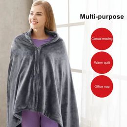 USB Plug-in Heating And Warm Shawl Blanket Coral Fleece Warm Body Cover Electric Heating Blanket Temperature Control Heating Blanket