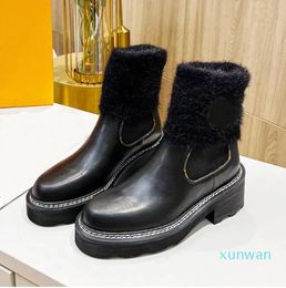 Designer Boots Women's ankle boots The latest Chelsea Martin leather stretch plush with stylish slim simple style classic all-in-one design