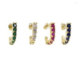 Stud Earrings 2023 Gold Color Colorful Cubic Zirconia CZ Curved Bar Shaped Earring Wholesale Fashion Women Jewelry