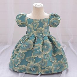 Girl Dresses Pageant Vintage Toddler 1st Birthday Dress For Baby Clothes Baptism Print Princess Girls Party Ball Gown 0-2Y