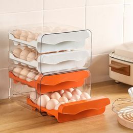 Storage Bottles Portable Refrigerator Egg Box Transparent Thickened Crisper Double Layer Stackable Drawer Kitchen Carton