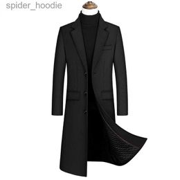 Men's Wool Blends 2022 New Extra Long Wool Trench Coat Male Winter Brand Mens Cashmere Coat Slim Fit Woolen Peacoat Windbreaker L230919