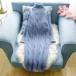 Women's Sweaters Knitted Long Sleeve 2023 Autumn V-neck Dropped Shoulder Loose Midi Pullovers Lady Fashion Office Knitwear