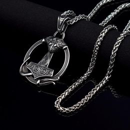 Pendant Necklaces Viking Hammer Necklace For Men Stainless Steel Simple Cool Vintage Style Jewellery Celtics Stuff242m