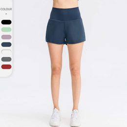 LL Womens Yoga Shorts Workout Short Pants Soft Fitness Wear With Pockets Girls Running Elastic Female Sportswear 02414G