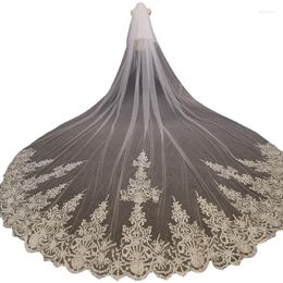 Bridal Veils Cording Lace Cathedral Sequin Veil Europe And Double Layers Three-dimensional