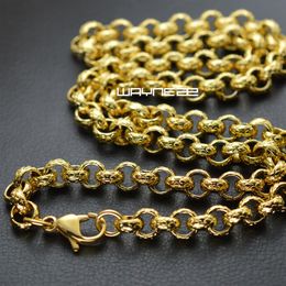 n308-Gold tone 50cm 60cm 70cm Length Men Women Solid ring link Necklace Chain272O