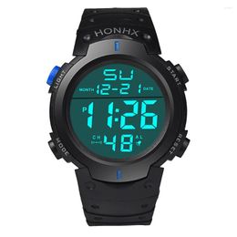 Wristwatches 2023 Men'S Multifunctional Display Electronic Watch Waterproof Boy Lcd Digital Stopwatch Date Rubber Sport Wrist