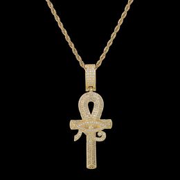 New Arrival Egyptian Ankh Key Of Life Pendant Necklace With Rope Chain Hip Hop Silver Gold as Gifts291G