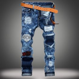 Denim Designer Hole Jeans High Quality Ripped for Men Size 28-38 40 42 2020 Autumn Spring hip hop Jeans Punk Pants Streetwear313y