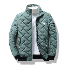 Men's Jackets Autumn and Winter HAZZYS Down Cotton Plush Jacket Baseball Collar Wind proof Waterproof Checker Diamond 230919