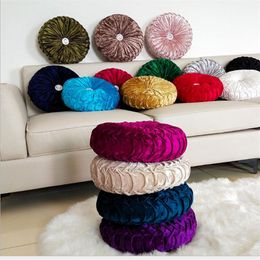 Velvet Pleated Round Pumpkin Throw Pillow for Couch Floor Cushion Pillow Decorative for Home Sofa Chair Bed Car F12142183