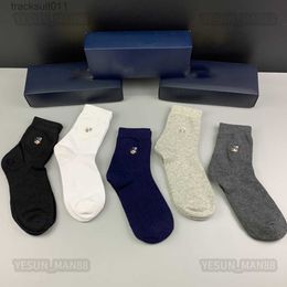 Men's Socks Designer Luxury Ralphs polos Mid-tube Socks rl Fashion Mens And Womens Casual Cotton Breathable Colour Pattern Printed 5 Pairs Sock With Box L230919