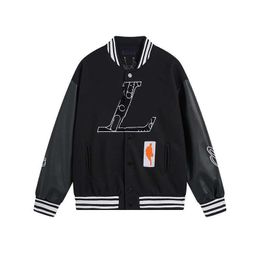 mens designer baseball jacket women cotton windbreaker varsity Lightning letter stitching single breasted Colour block stand collar coat baseball jacket Couples