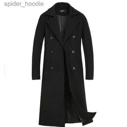 Men's Wool Blends New Fashion Coat Men Wool Coat Winter Warm Solid Long Trench Jacket Breasted Business Casual Overcoat Male Woolen Coat S-4XL L230919